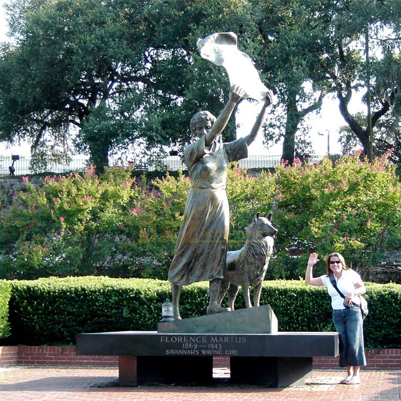 Outdoor large waving girl  statue for sale
