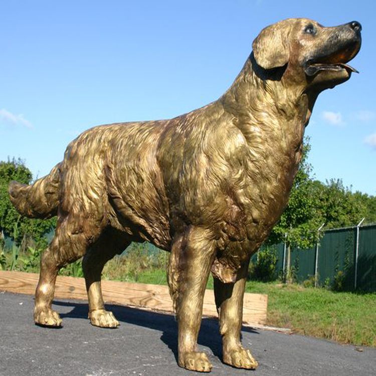 golden retriever garden statue