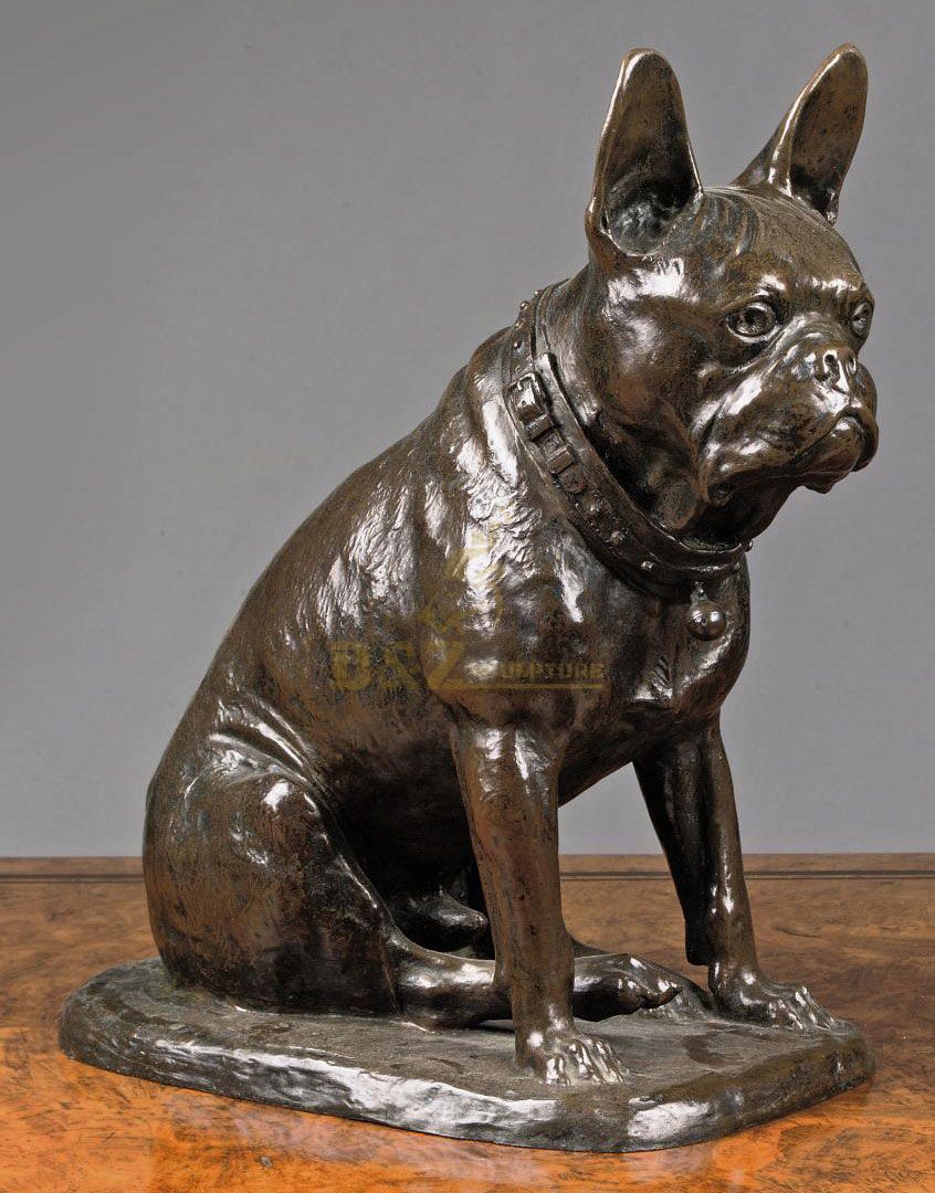 bronze french bulldog statue