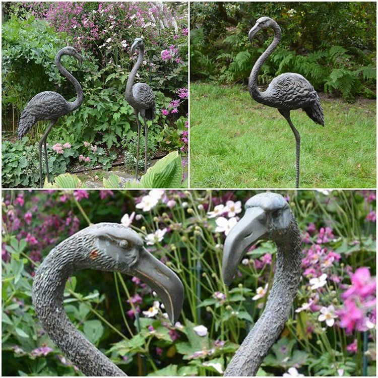 Factory custom outdoor paired bronze flamingo sculpture