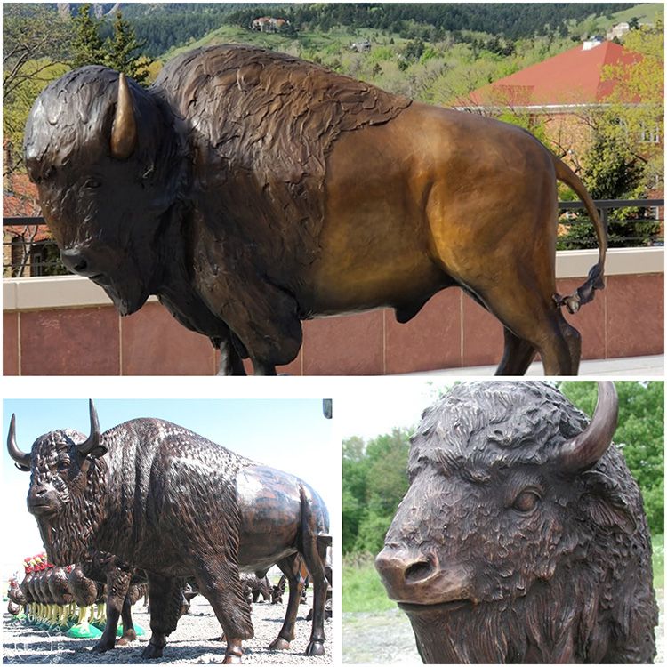 Custom large animal bronze bison statue