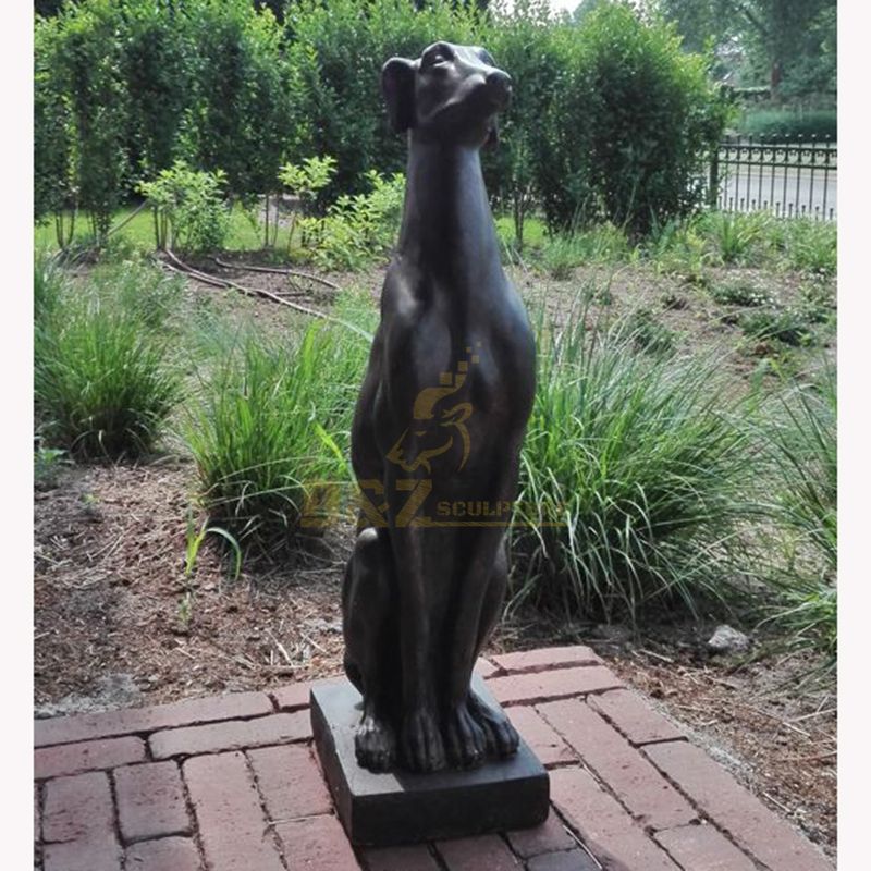 Exquisite garden decoration black bronze greyhound statue for sale