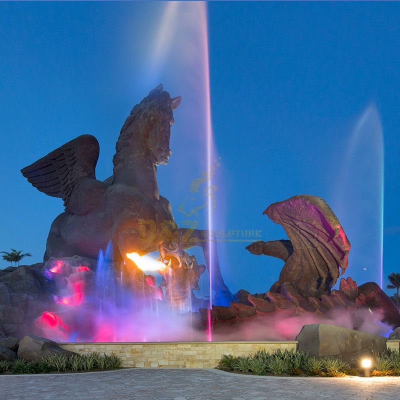 pegasus and dragon statue fountains