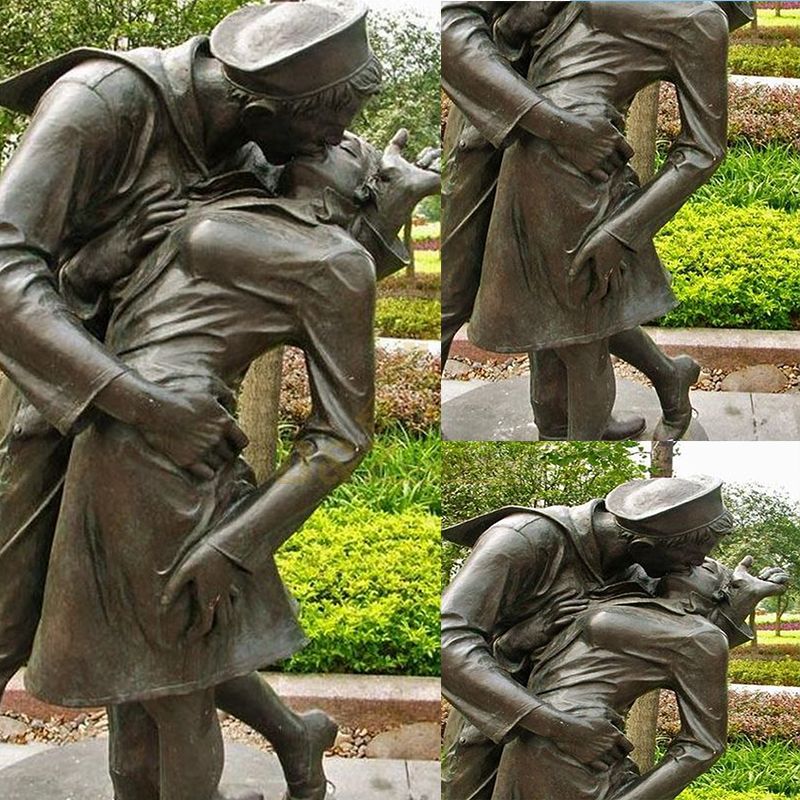 Outdoor life size sailor nurse kissing statue