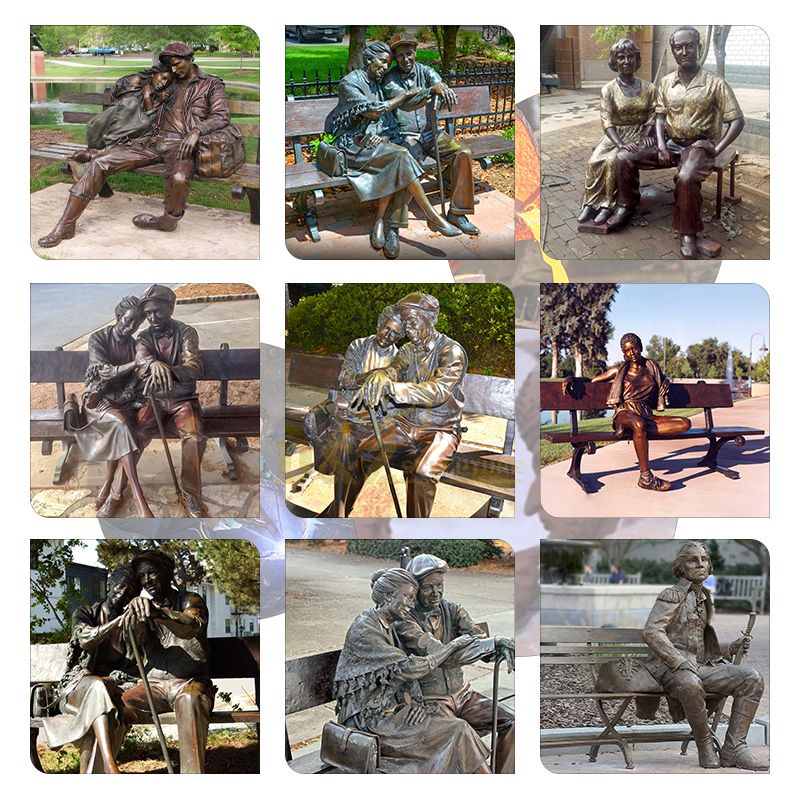 Famous sculptor george lundeen park bench bronze couple sculpture
