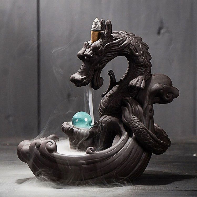 Chinese dragon tabletop water fountain with crystal ball