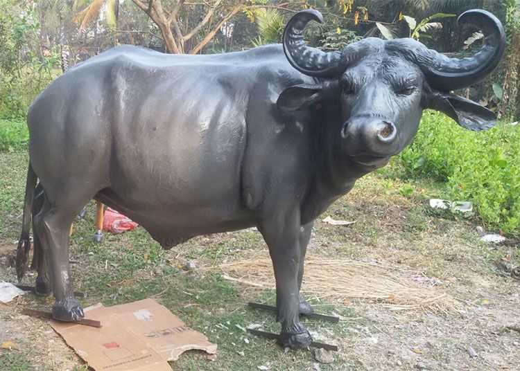 River type water buffalo statue