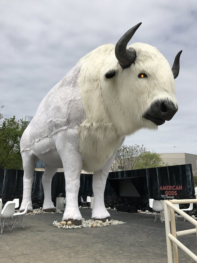 White buffalo statue American Gods