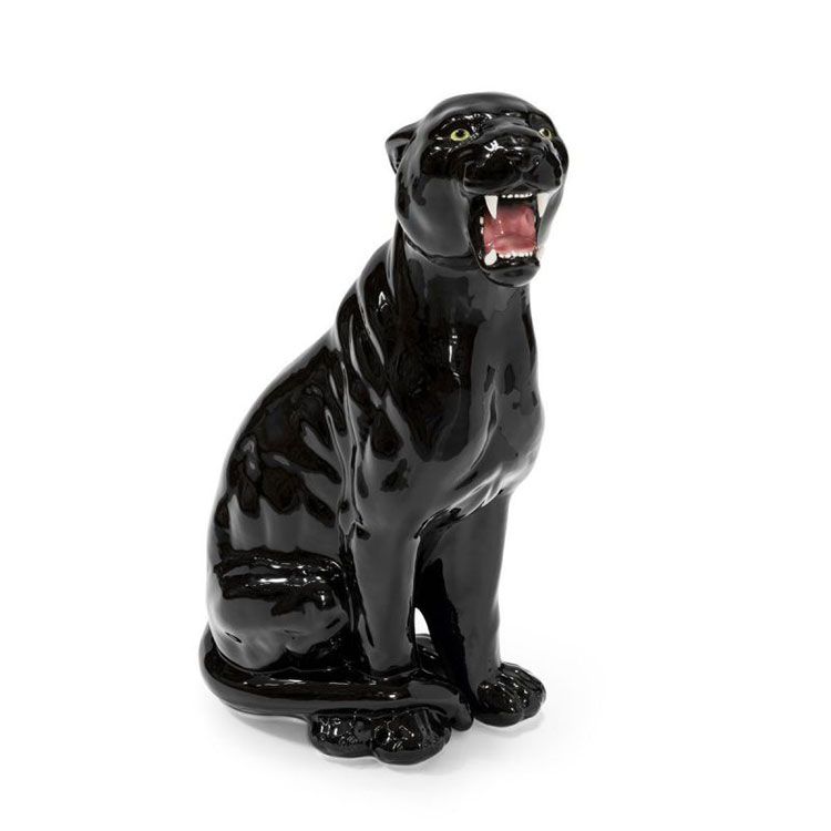 black sitting leopard statue