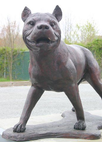 large pitbull statue