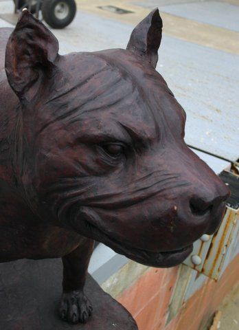 large pitbull statue
