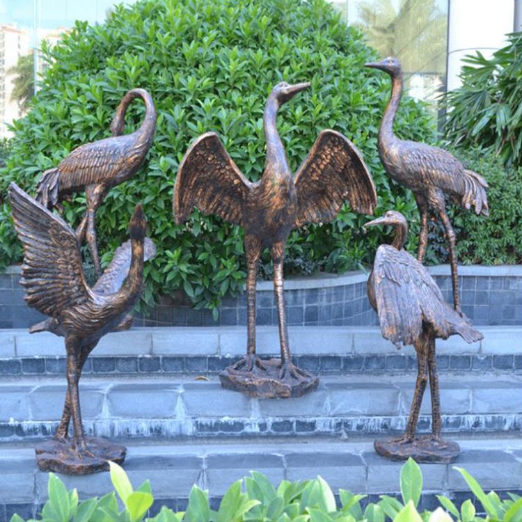 metal crane garden ornament