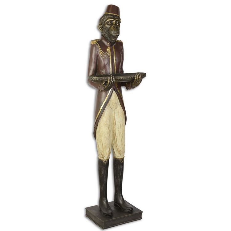 monkey butler statue serving tray