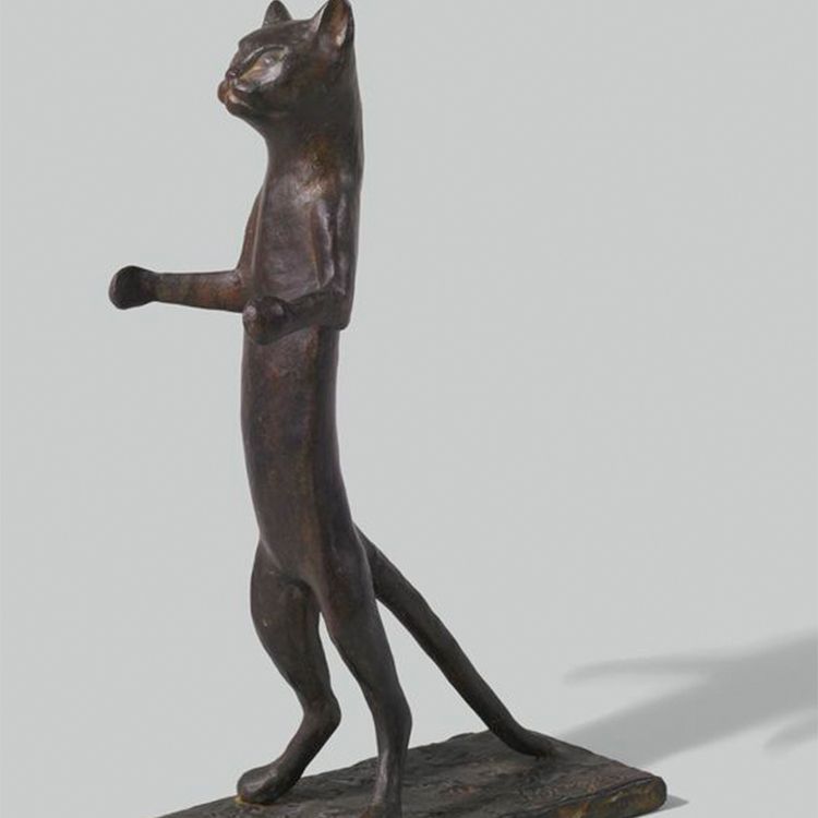 Diego Giacometti style cat butler statue