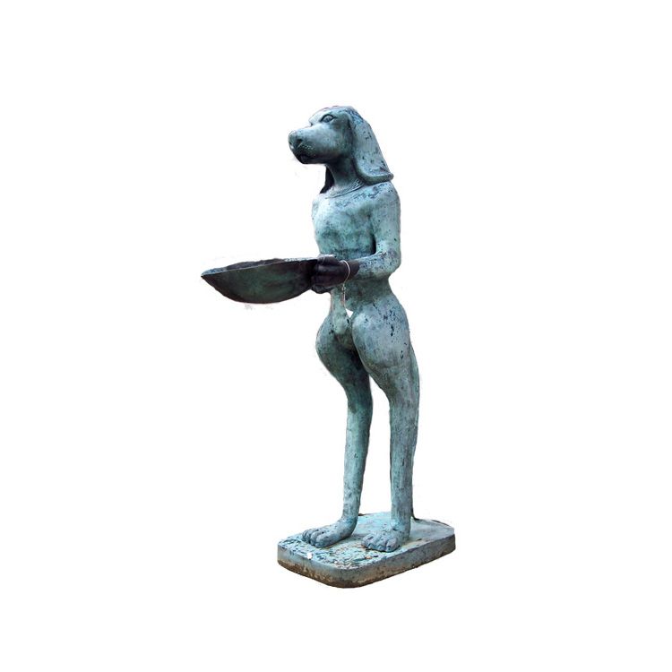 dog butler statue with tray