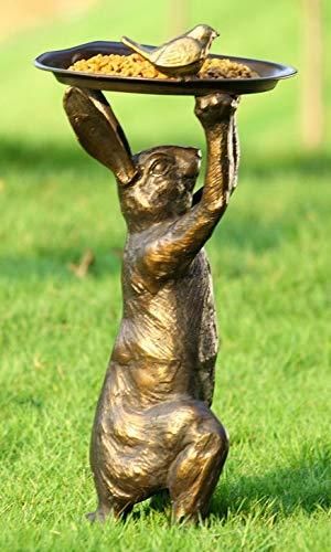 life size rabbit butler statue with tray for sale