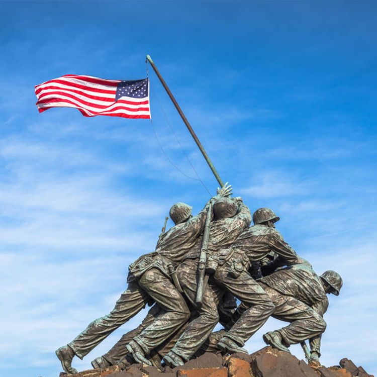 soldiers with flag