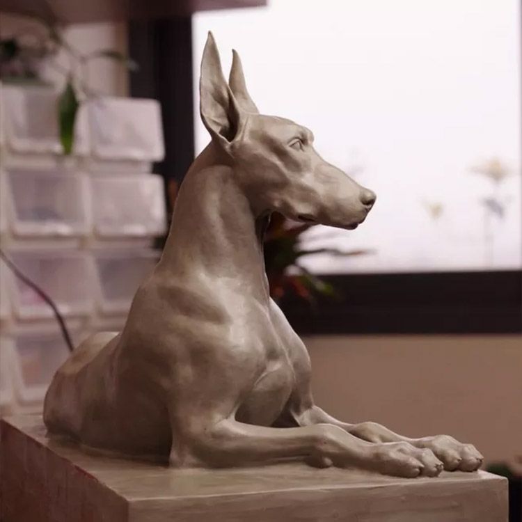 life size clay doberman pinscher statue