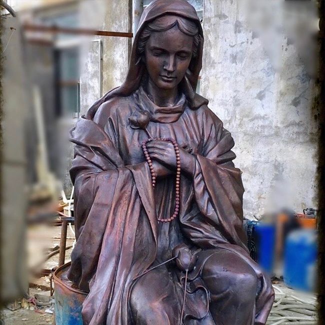 bronze our lady of the rosary statue