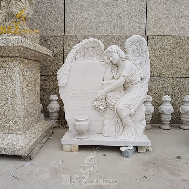 single headstone with angel