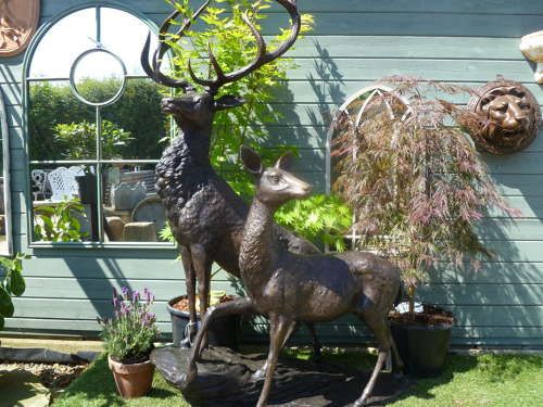 large bronze deer statues
