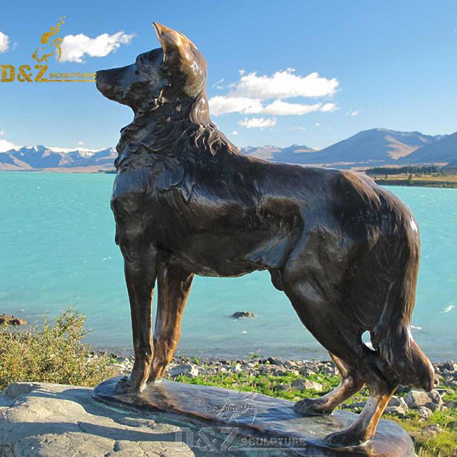 border collie bronze statue