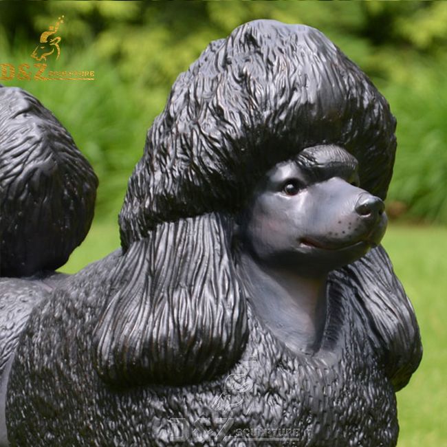 black bronze poodle statue