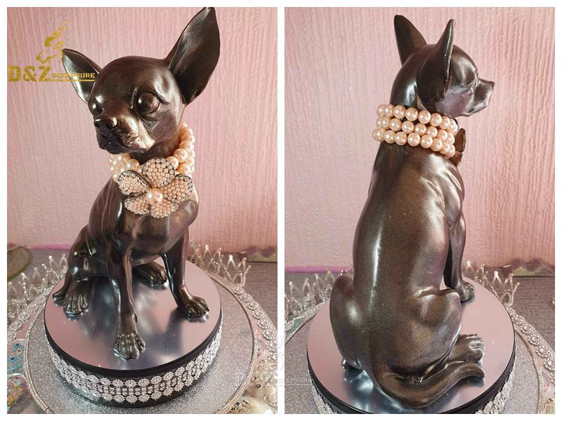 bronze chihuahua statue