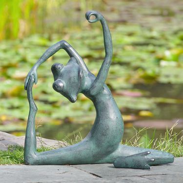 outdoor yoga frog statue