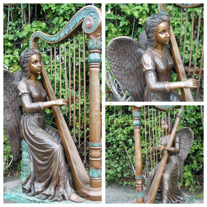 angel with harp statue