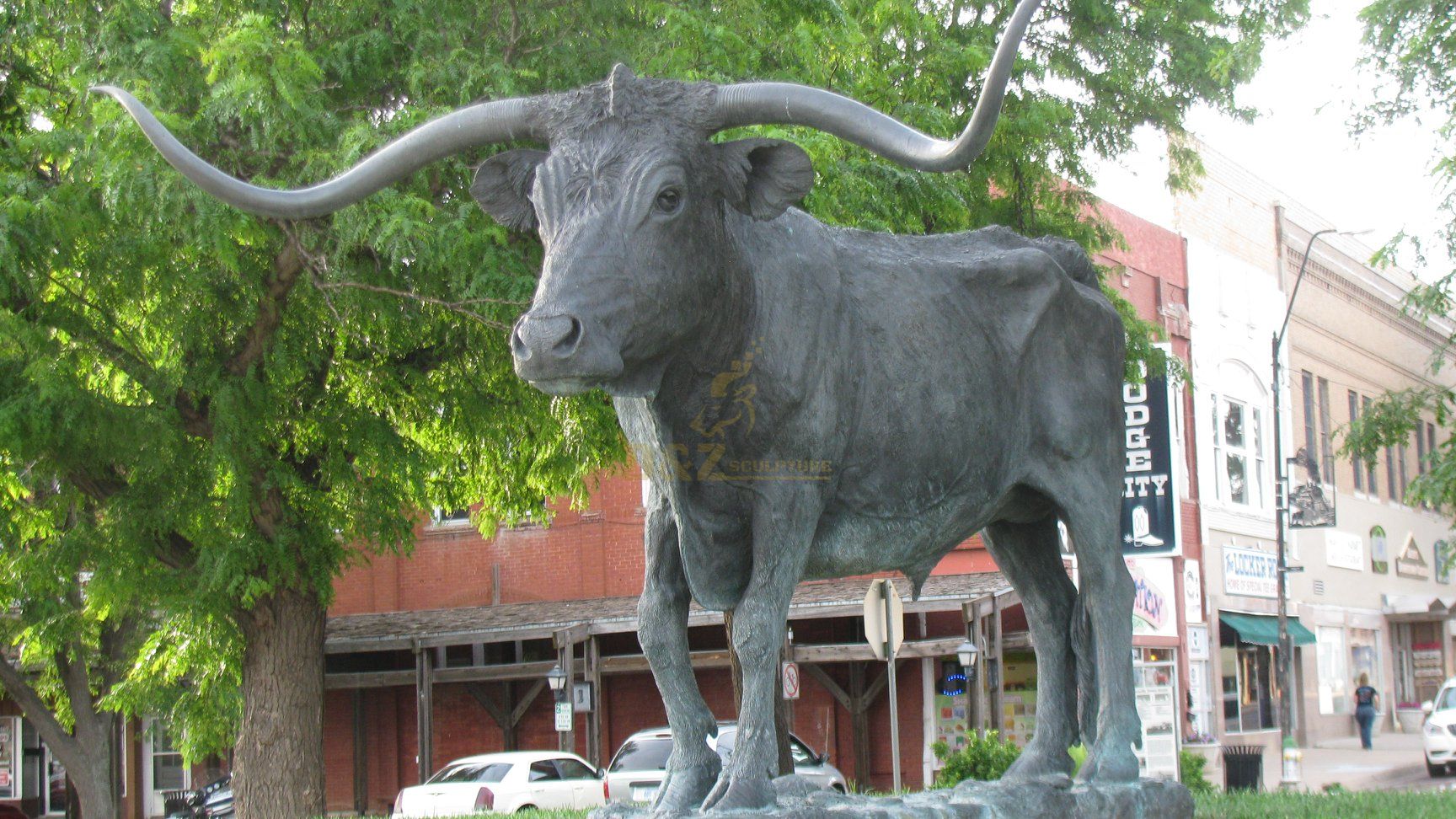 bronze longhorn statue