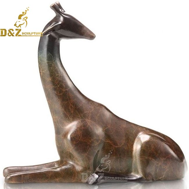 large brass sitting giraffe statue