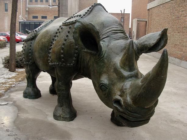 large rhino statue