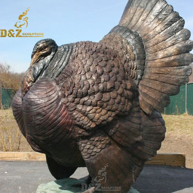 large metal turkey statue