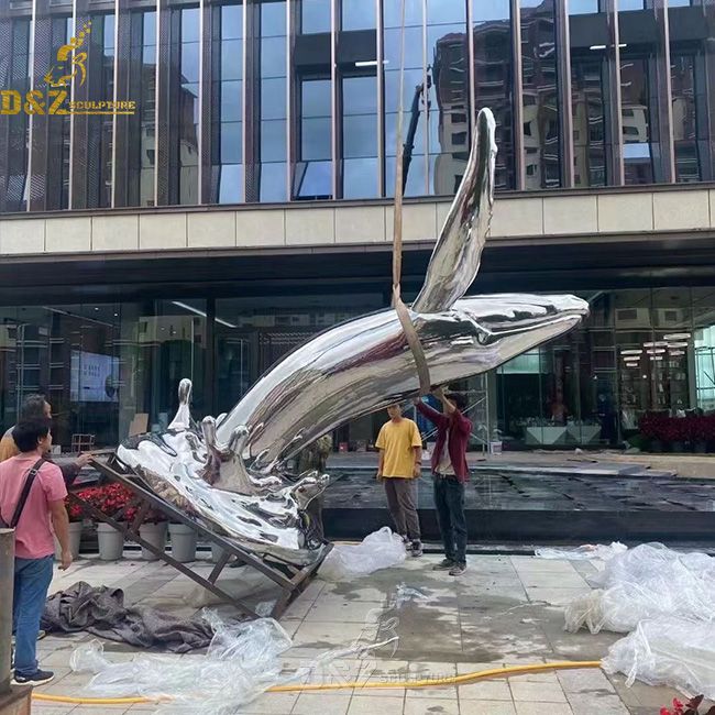 Metal humpback whale sculpture for sale