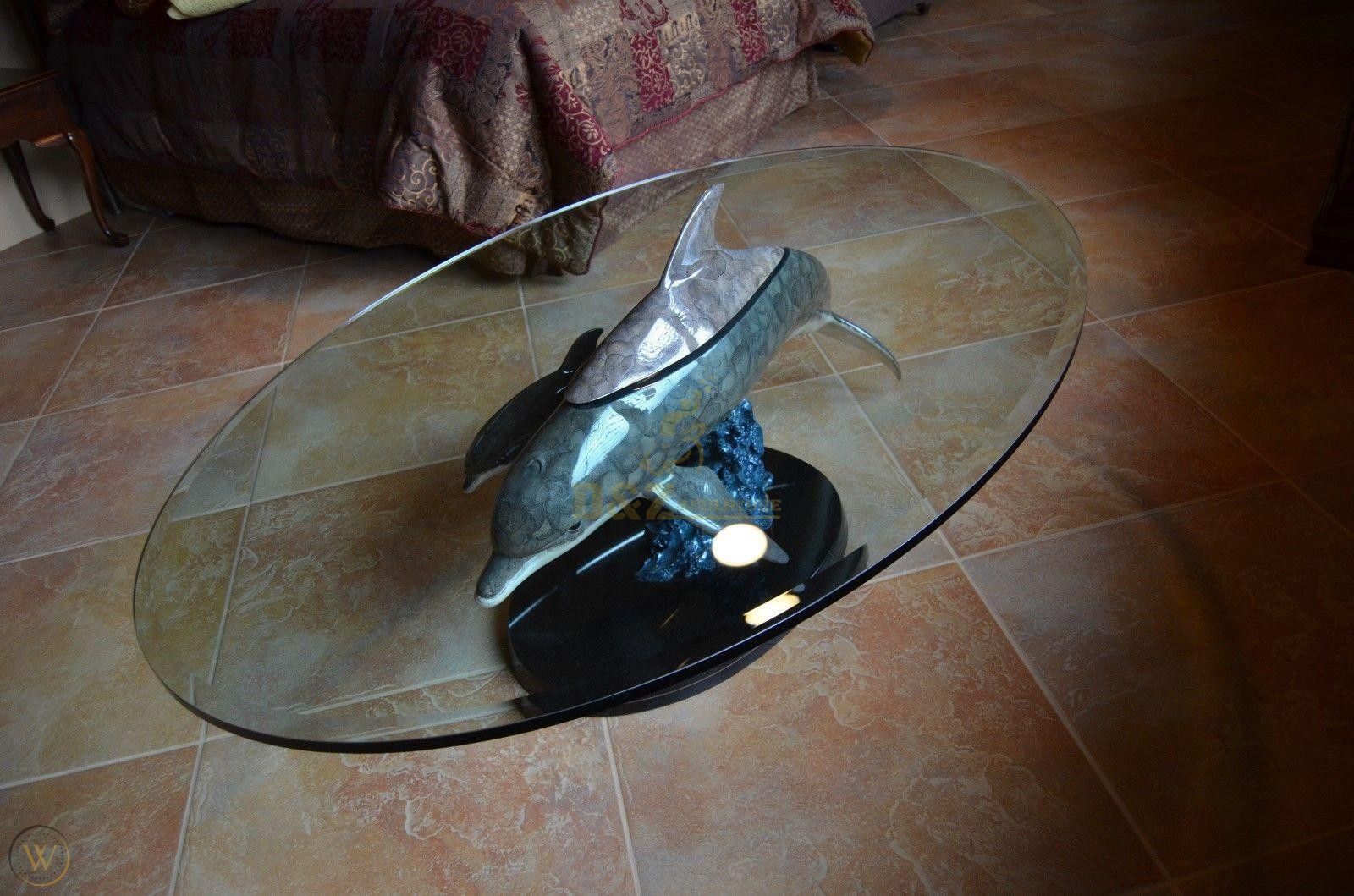 dolphin glass coffee table