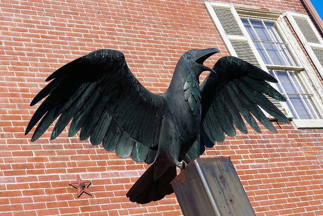 bronze raven sculpture