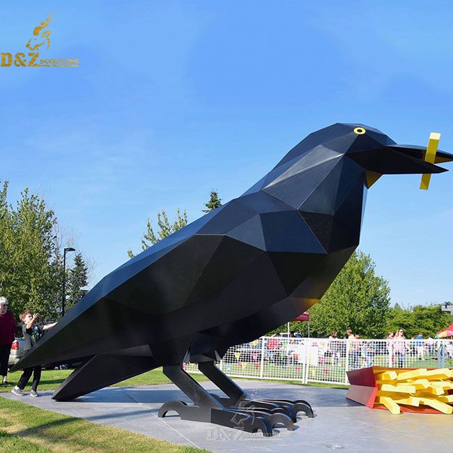 crow garden statue