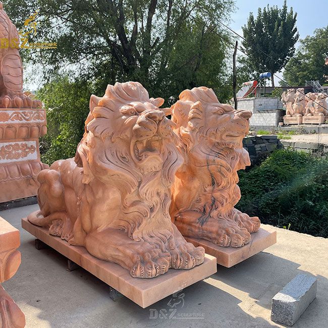 outdoor lion statue pair