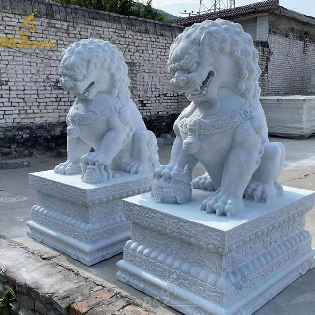 White marble Chinese dog lion statue for sale