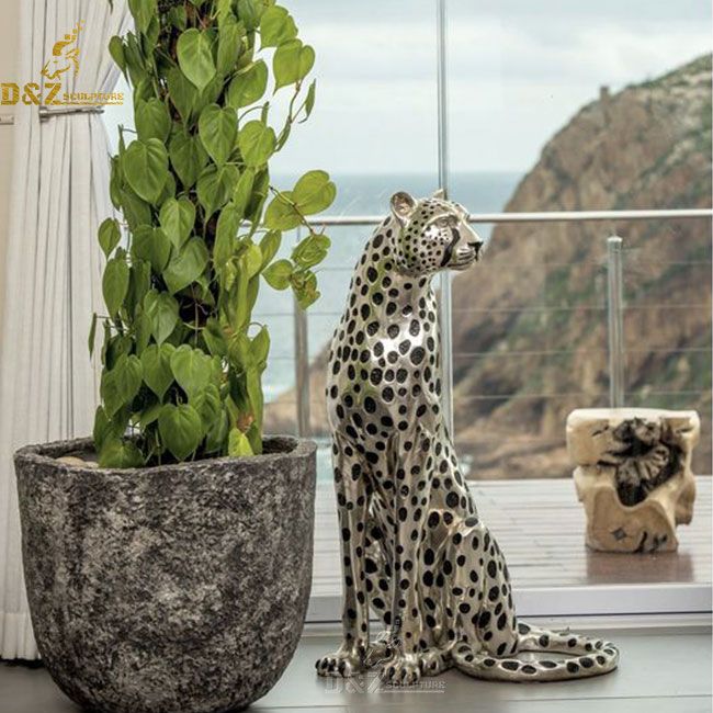 large sitting leopard statue home decor for sale