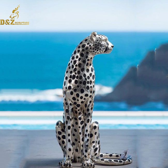 large sitting leopard statue home decor for sale