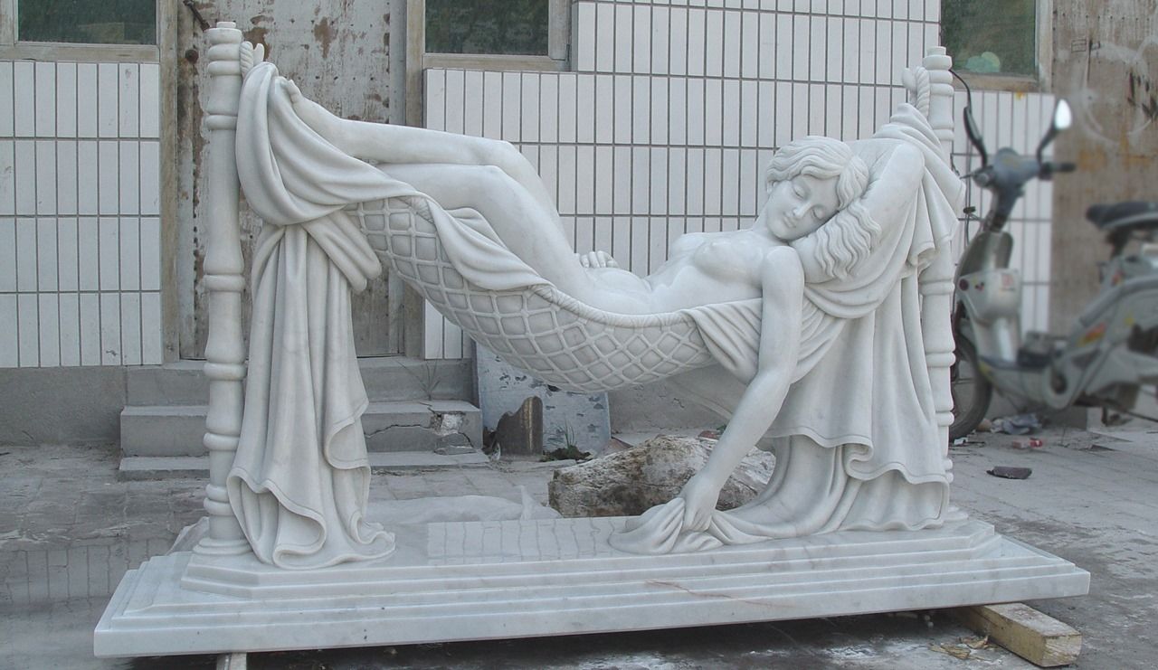 life size marble sleeping beauty statue