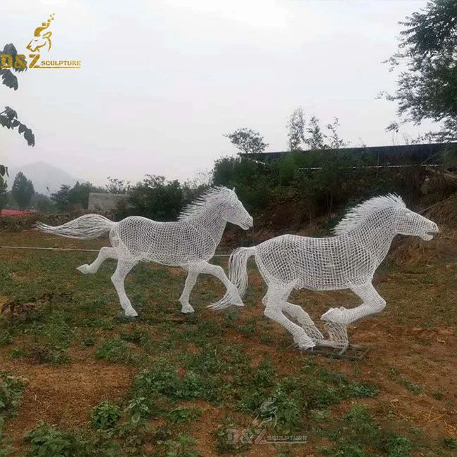 Outdoor metal horse sculptures