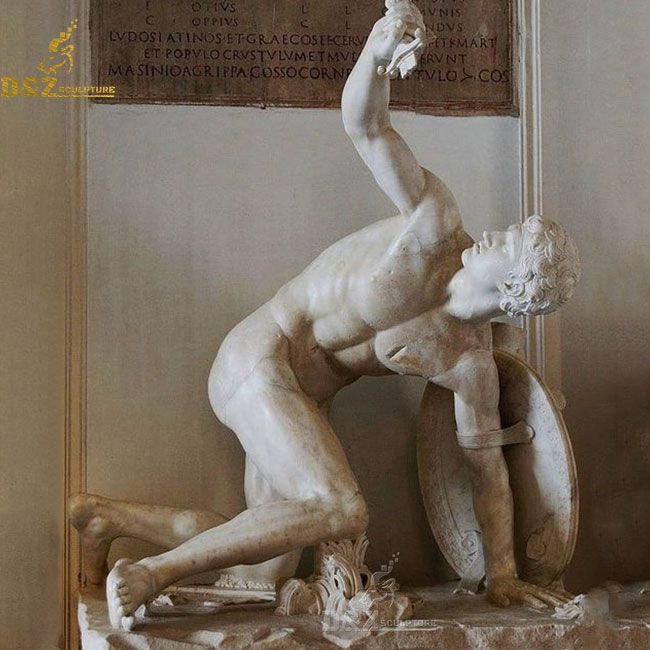 Marble statue of a wounded warrior