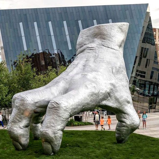 large hand sculpture