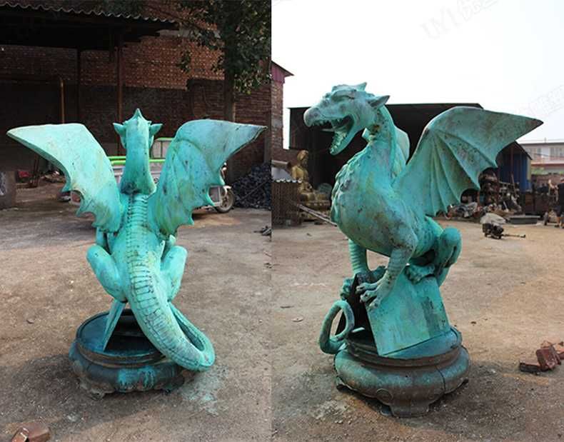 guarded by large outdoor green dragon statue