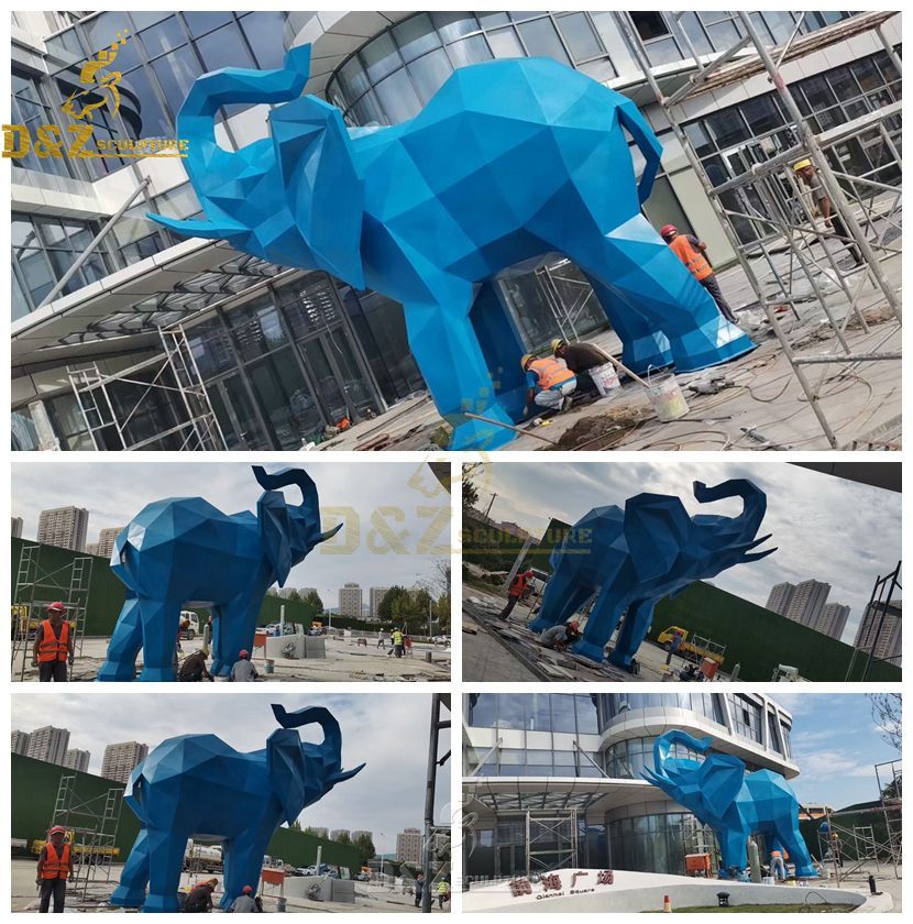 metal geometric elephant sculpture