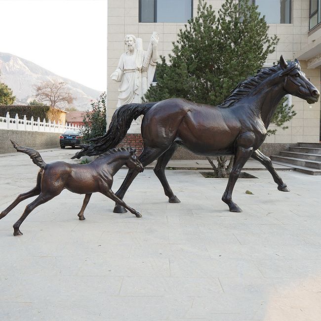 bronze mare and foal