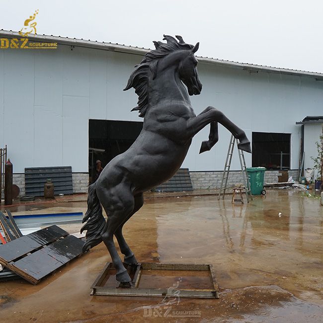 life size rearing horse on two legs statue